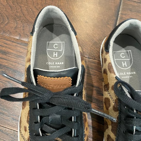 Cole Haan Womens Margo Brown Leopard Print Calf Hair Lace Up Sneaker Size 5 B - Picture 4 of 5